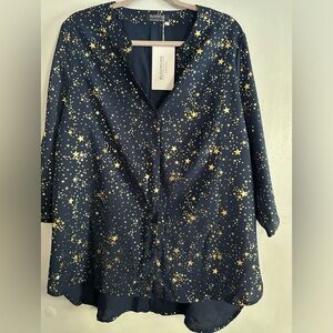 Bloomchic gold star blouse, slightly sheer